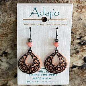 Adajio Hypoallergenic Sterling Peach Drop Earrings